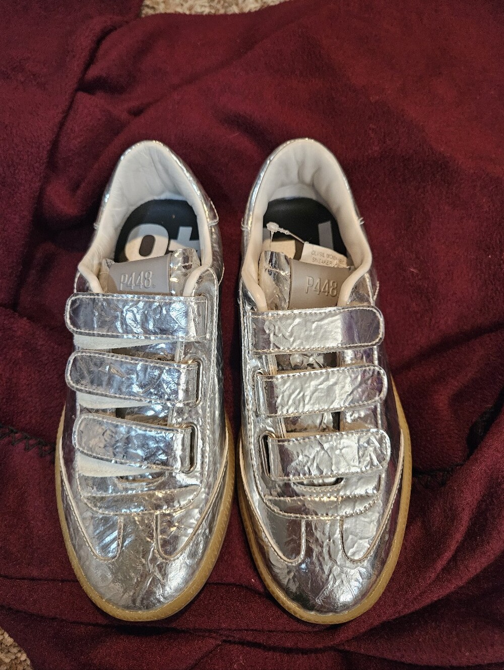 P448 Monza Velcro Silver Leather Sneaker - Picture 2 of 4